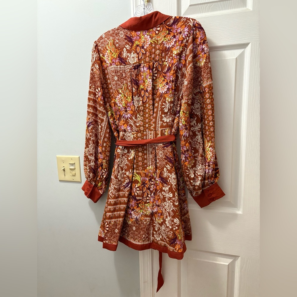 Fate Border Print Belted Button Down Mini Dress P… - image 3